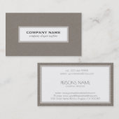 グレーのリネンのテクスチャ白の背景 名刺 (正面/裏面)