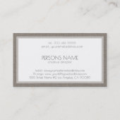 グレーのリネンのテクスチャ白の背景 名刺 (裏面)