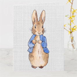 グレーのリネンの背景を持つピーター カード