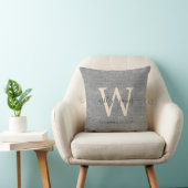 グレーのリネン アイボリー モノグラム ウェディング記念品 クッション (椅子)