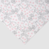 グレーのリボン & ピンクのドット 薄葉紙 (詳細)