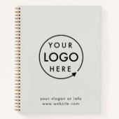 グレーのロゴ |ビジネス企業のミニマモダンリスト ノートブック (正面)