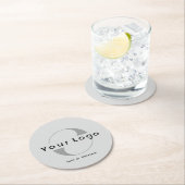 グレーのロゴ+ブラック文字会社ビジネス ラウンドペーパーコースター (インサイチュ)