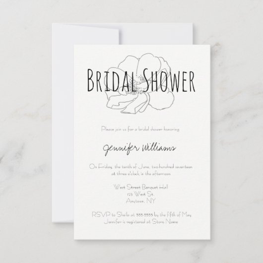 グレーのローズモダンな結婚式前のお祝いの招待状 招待状 (正面)