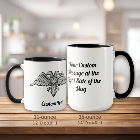 グレーのワシと2つのヘッドのマグカップ マグカップ