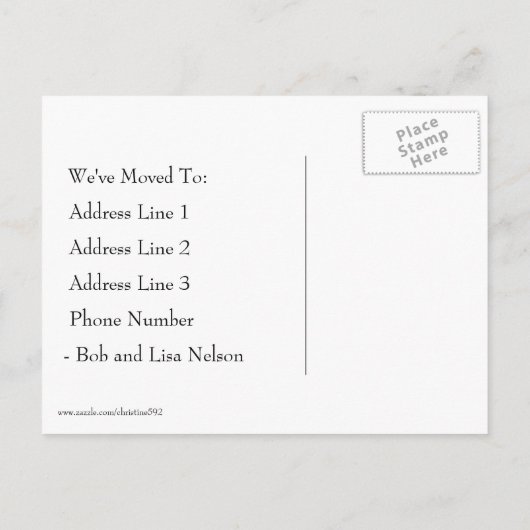 グレーのヴィンテージ車ストライプの住所の変更 案内ポストカード (裏面)