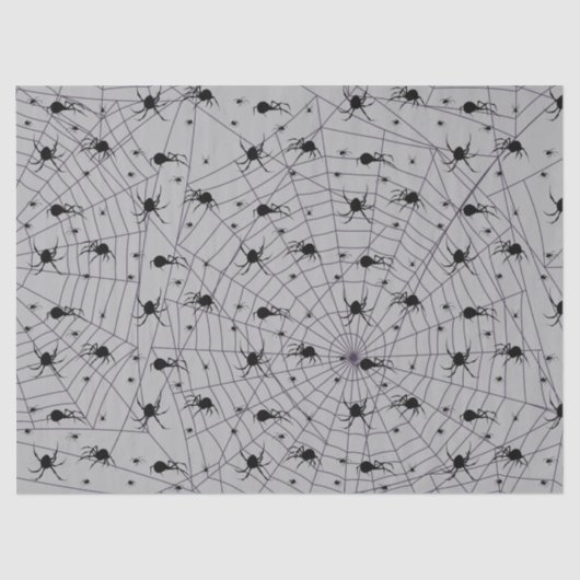 グレーの不気味な黒いスパイダーパターン 薄葉紙 (正面)
