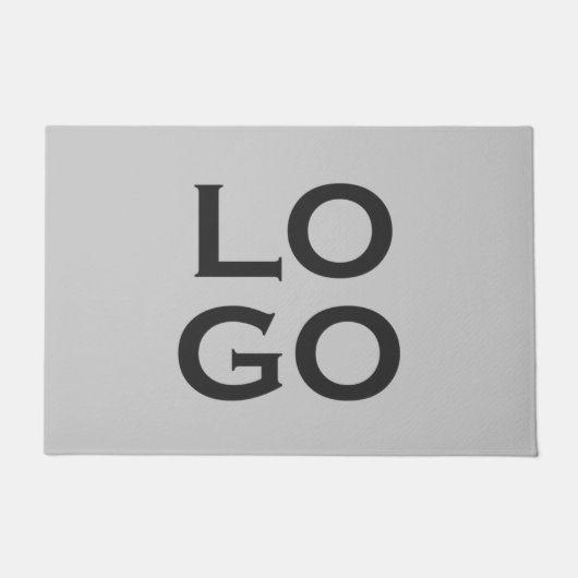 グレーの会社またはカスタムビジネスのロゴ ドアマット (正面)