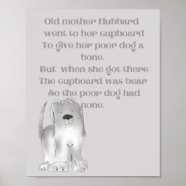 グレーの優しい「マザー・ハバード」のかわいいアニメーション ポスター