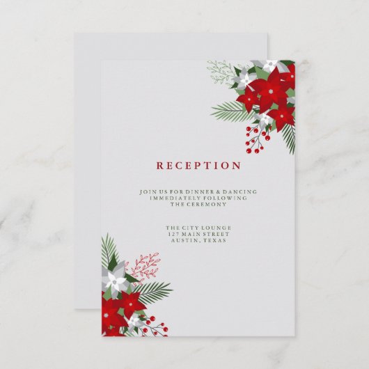 グレーの冬のホリデー メイソンジャー ウェディング レセプション エンクロージャーカード (正面/裏面)