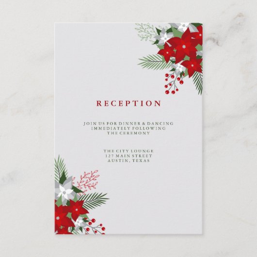 グレーの冬のホリデー メイソンジャー ウェディング レセプション エンクロージャーカード (正面)