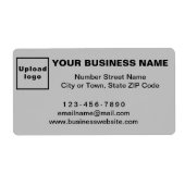 グレーの出荷ラベル上のビジネスブランド ラベル (正面)