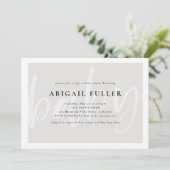 グレーの刷毛目とホワイトのベビーシャワー招待状 招待状 (スタンド正面)