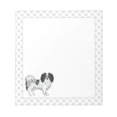 グレーの前足を持つ白黒のパレーヌマンガ犬 ノートパッド (正面)