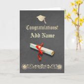 グレーの卒業カード カード (黄色い花)