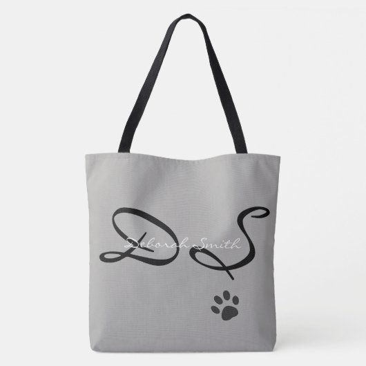 グレーの名前のパターンを持つペットの足 トートバッグ (裏面)