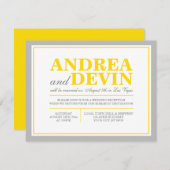 グレーの場合と黄色の結婚式の披露宴のみの招待状 招待状 (正面/裏面)