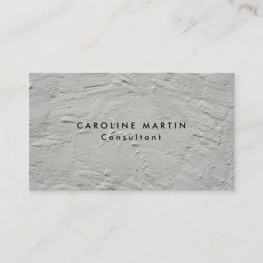 グレーの壁テクスチャのプレーンモダンフェミニン 名刺 (正面)