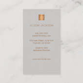 グレーの大理石グリッター銅モノグラムデザイナー 名刺 (裏面)