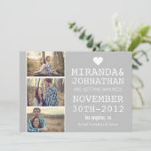 グレーの太い写真ストリップ セーブ・ザ・デート インビテーション (スタンド正面)