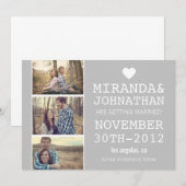 グレーの太い写真ストリップ セーブ・ザ・デート インビテーション (正面/裏面)