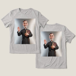 グレーの女性用カトリック司祭Tシャツ トライブレンドTシャツ