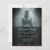 グレーの女性 ハロウィンパーティーの招待状 招待状 (正面)