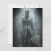 グレーの女性 ハロウィンパーティーの招待状 招待状 (裏面)