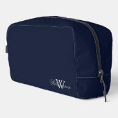 グレーの姓の上にグレーの淡い色のモノグラムの深いブルー ドップキット (右コーナー)