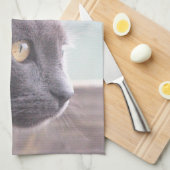 グレーの子ネコ キッチンタオル (四つ折り)