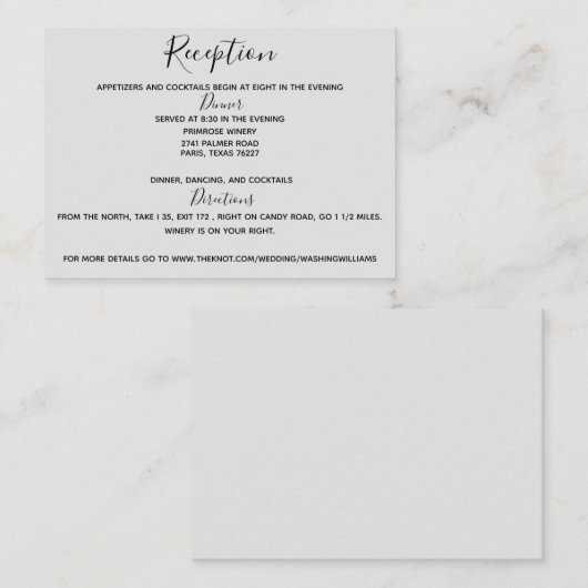 グレーの封筒の結婚式の招待状　レセプション エンクロージャーカード