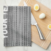 グレーの布地-テキストの追加-カスタマイズ可能 キッチンタオル (四つ折り)