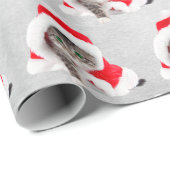 グレーの帽子をかぶったクリスマスの子猫 ラッピングペーパー (ロールコーナー)