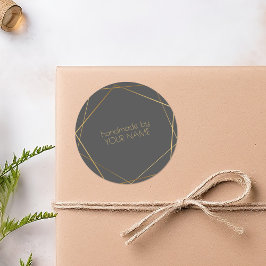 グレーの幾何学的なゴールドエフェクトで手作り ラウンドシール