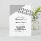グレーの幾何学的なストライプの卒業パーティー招待状 招待状 (スタンド正面)