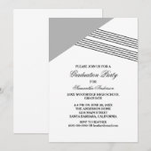 グレーの幾何学的なストライプの卒業パーティー招待状 招待状 (正面/裏面)