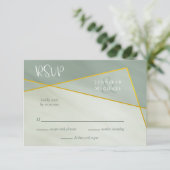 グレーの幾何学的タイポグラフィ結婚式rsvp 出欠カード (スタンド正面)