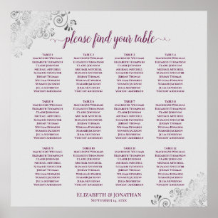 グレーの座席表にマゼンタの表結婚12 ポスター