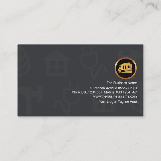 グレーの建築シルエッカラフルトアイコン 名刺