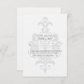 グレーの微妙なダマスクの応答カード 出欠カード (正面/裏面)