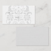 グレーの微妙なダマスクウェディング座席表 プレイスカード (正面/裏面)