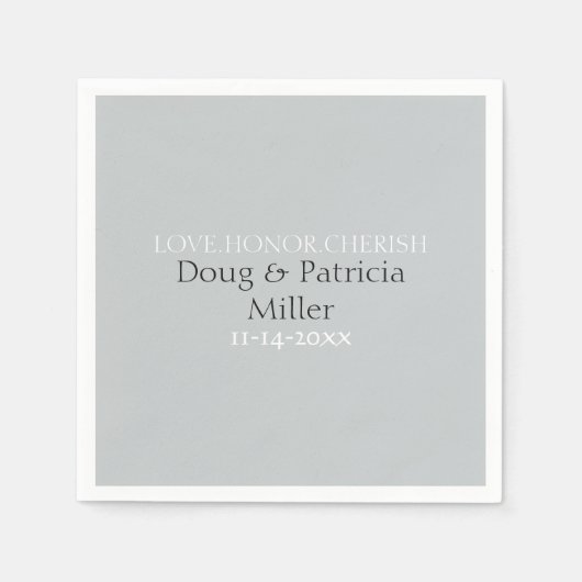 グレーの愛の名誉のcherish スタンダードカクテルナプキン (正面)