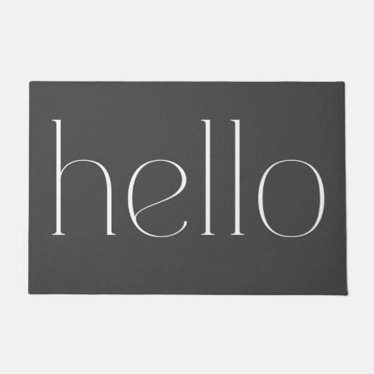 グレーの手のモダンスクリプトHello Welcome ドアマット (正面)