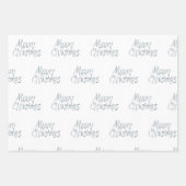 グレーの手書きのメリークリスマス ラッピングペーパーシート (正面3)