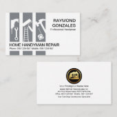 グレーの手書きツールパネル建物 名刺 (正面/裏面)