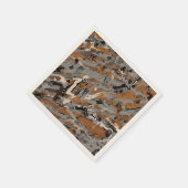 グレーの抽象的な模様と黒、キャラメル色のデザイン スタンダードカクテルナプキン (角)