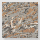 グレーの抽象的な模様にブラックとキャラメルカラーを加えたデザイン ストーンコースター (正面)