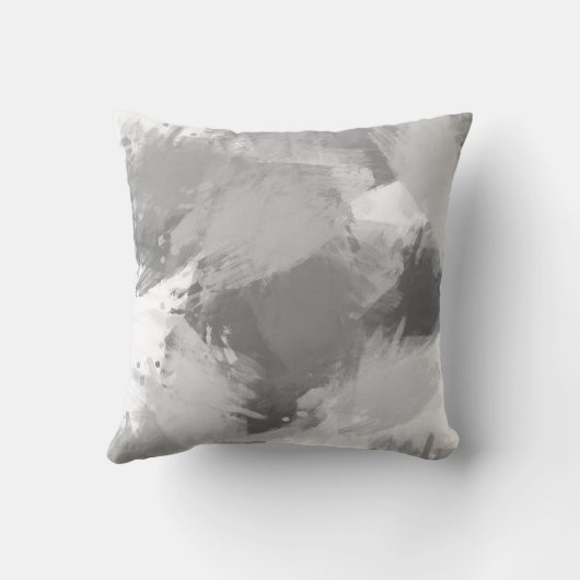 グレーの抽象芸術モダンストローク クッション (裏面)