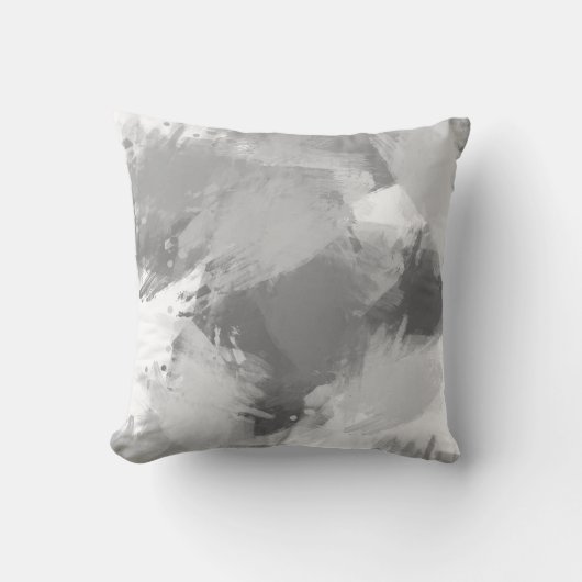 グレーの抽象芸術モダンストローク クッション (正面)