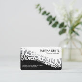 グレーの数値波形の会計士 名刺 (スタンド正面)